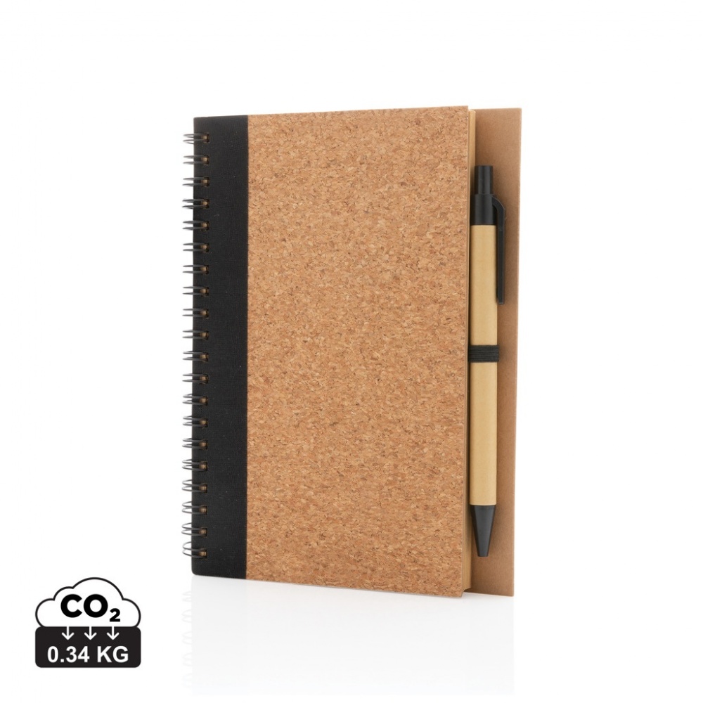 Logo trade promotional gift photo of: Cork spiral notebook with pen