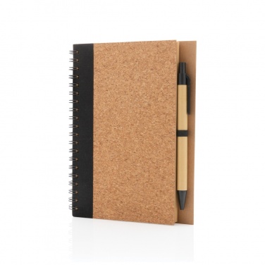 Logo trade corporate gifts image of: Cork spiral notebook with pen