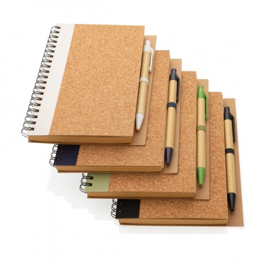 Logo trade promotional gift photo of: Cork spiral notebook with pen