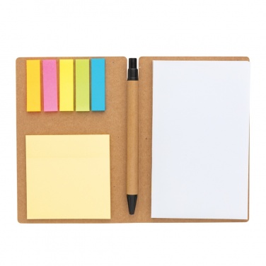 Logo trade business gift photo of: Kraft sticky notes A6 booklet with pen