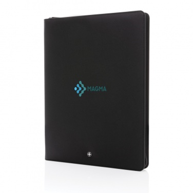 Logo trade corporate gifts image of: Swiss Peak Heritage RCS rPU A4 portfolio with zipper