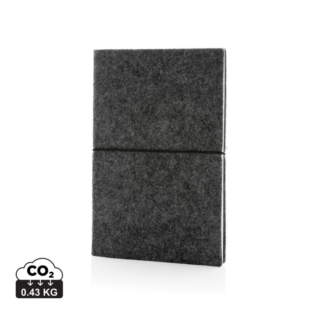 Logo trade promotional item photo of: GRS certified recycled felt A5 softcover notebook