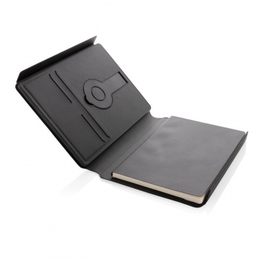 Logo trade promotional items image of: Swiss Peak RCS rePU notebook with 2-in-1 wireless charger