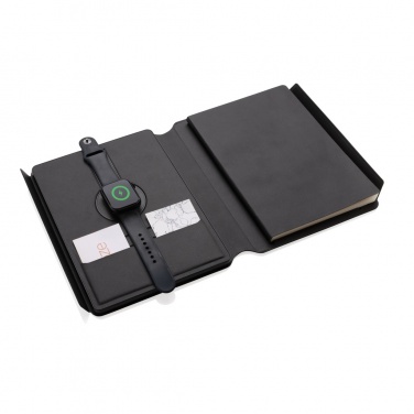 Logo trade advertising product photo of: Swiss Peak RCS rePU notebook with 2-in-1 wireless charger