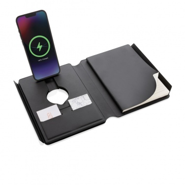 Logo trade promotional item photo of: Swiss Peak RCS rePU notebook with 2-in-1 wireless charger