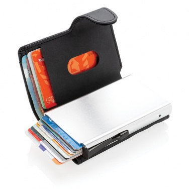 Logo trade corporate gifts picture of: Standard aluminium RFID cardholder with PU wallet