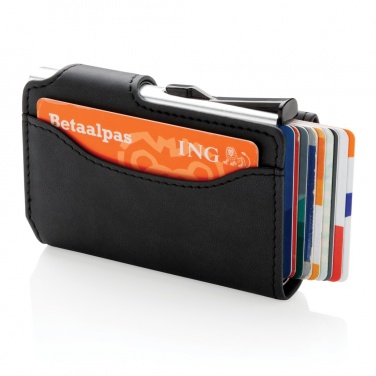 Logo trade corporate gifts image of: Standard aluminium RFID cardholder with PU wallet