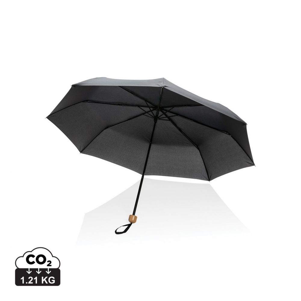 Logo trade promotional giveaways picture of: 20.5" Impact AWARE™ RPET 190T Pongee bamboo mini umbrella