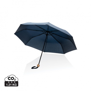 Logo trade corporate gift photo of: 20.5" Impact AWARE™ RPET 190T Pongee bamboo mini umbrella