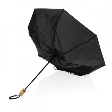 Logo trade promotional giveaways image of: 21" Impact AWARE™ RPET 190T bamboo auto open/close umbrella