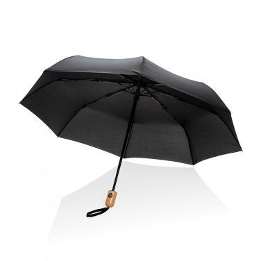 Logo trade corporate gifts picture of: 21" Impact AWARE™ RPET 190T bamboo auto open/close umbrella