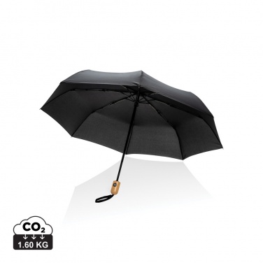 Logo trade promotional item photo of: 21" Impact AWARE™ RPET 190T bamboo auto open/close umbrella