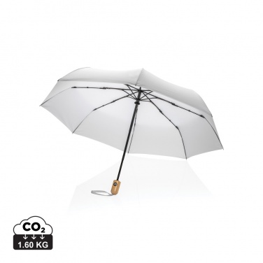 Logo trade promotional product photo of: 21" Impact AWARE™ RPET 190T bamboo auto open/close umbrella