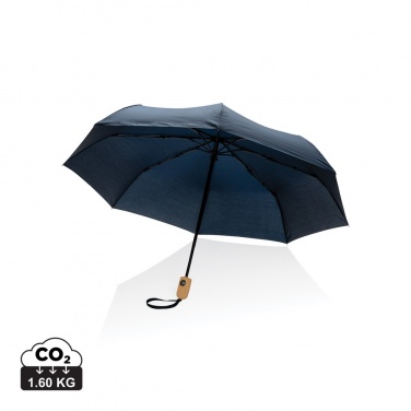 Logo trade promotional products picture of: 21" Impact AWARE™ RPET 190T bamboo auto open/close umbrella