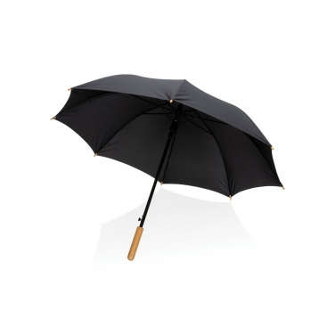 Logo trade promotional giveaway photo of: 23" Impact AWARE™ RPET 190T auto open bamboo umbrella