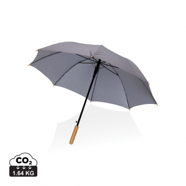 Logo trade business gifts image of: 23" Impact AWARE™ RPET 190T auto open bamboo umbrella