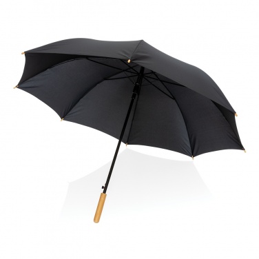 Logo trade promotional giveaway photo of: 27" Impact AWARE™ RPET 190T auto open bamboo umbrella