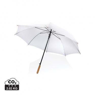 Logotrade business gift image of: 27" Impact AWARE™ RPET 190T auto open bamboo umbrella