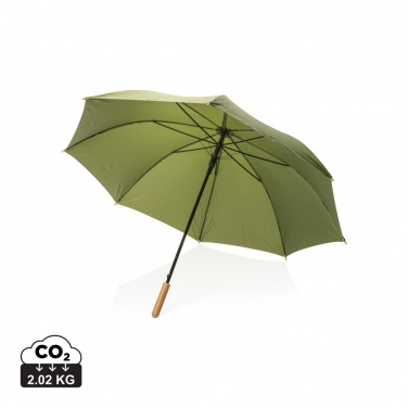 Logotrade corporate gift picture of: 27" Impact AWARE™ RPET 190T auto open bamboo umbrella