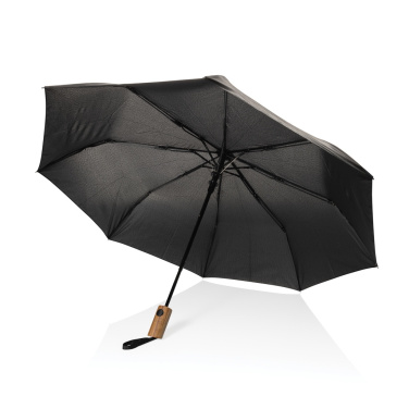 Logotrade promotional item image of: Kaycey 21" AWARE™ RPET Acacia wood mini auto open umbrella