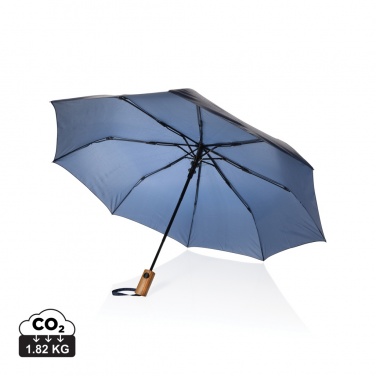 Logo trade promotional gifts image of: Kaycey 21" AWARE™ RPET Acacia wood mini auto open umbrella