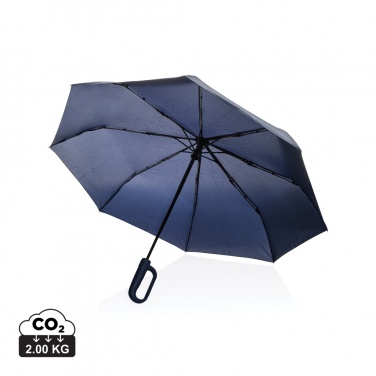 Logotrade promotional giveaway image of: Yara 21" AWARE™ RPET solid colour umbrella with carabiner