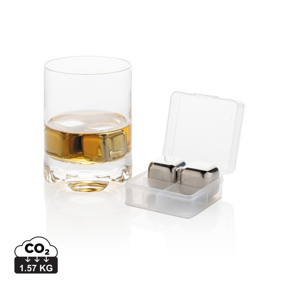 Logotrade promotional products photo of: Re-usable stainless steel ice cubes 4pc