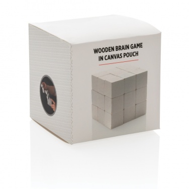 Logo trade promotional merchandise image of: Wooden brain game in canvas pouch