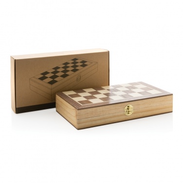 Logo trade corporate gifts image of: Luxury wooden foldable chess set