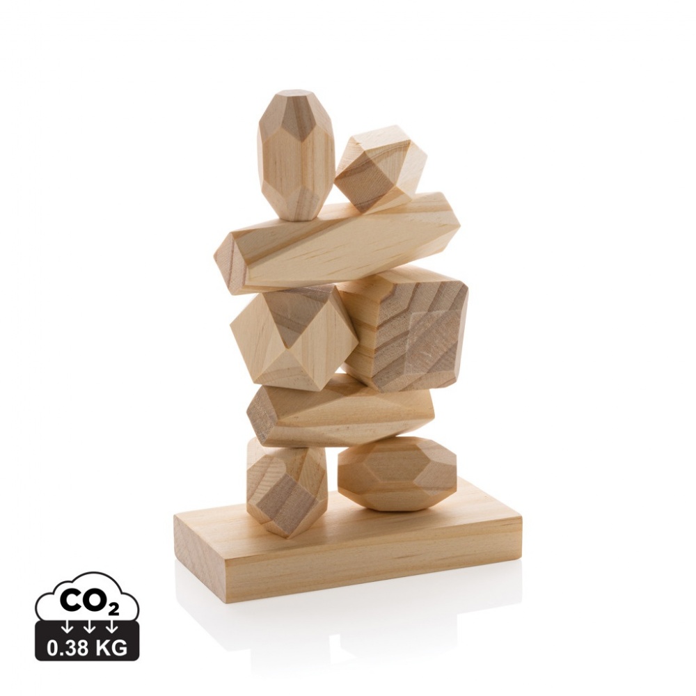 Logo trade promotional item photo of: Ukiyo Crios wooden balancing rocks in pouch