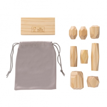 Logotrade corporate gift picture of: Ukiyo Crios wooden balancing rocks in pouch