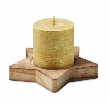 Logo trade promotional merchandise picture of: Candle on star wooden base