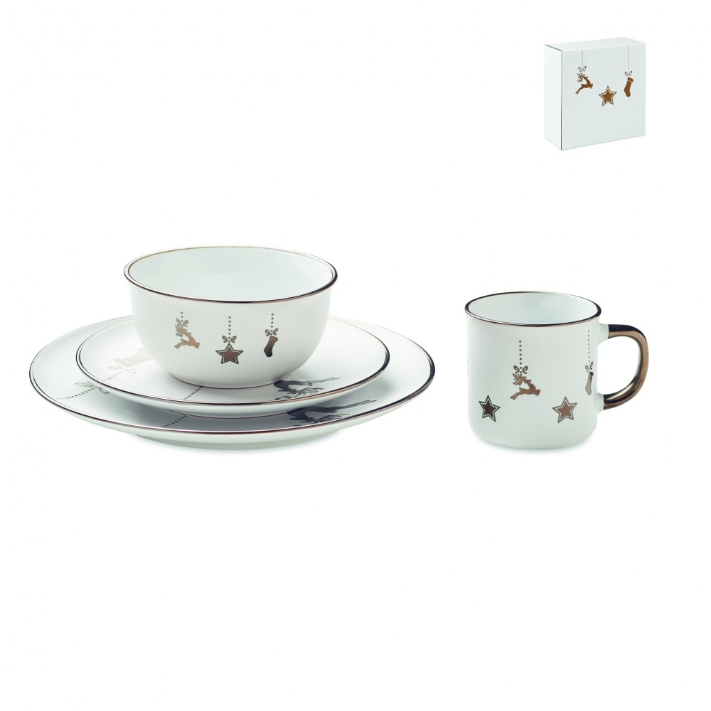 Logo trade promotional merchandise image of: 4 piece ceramic place setting