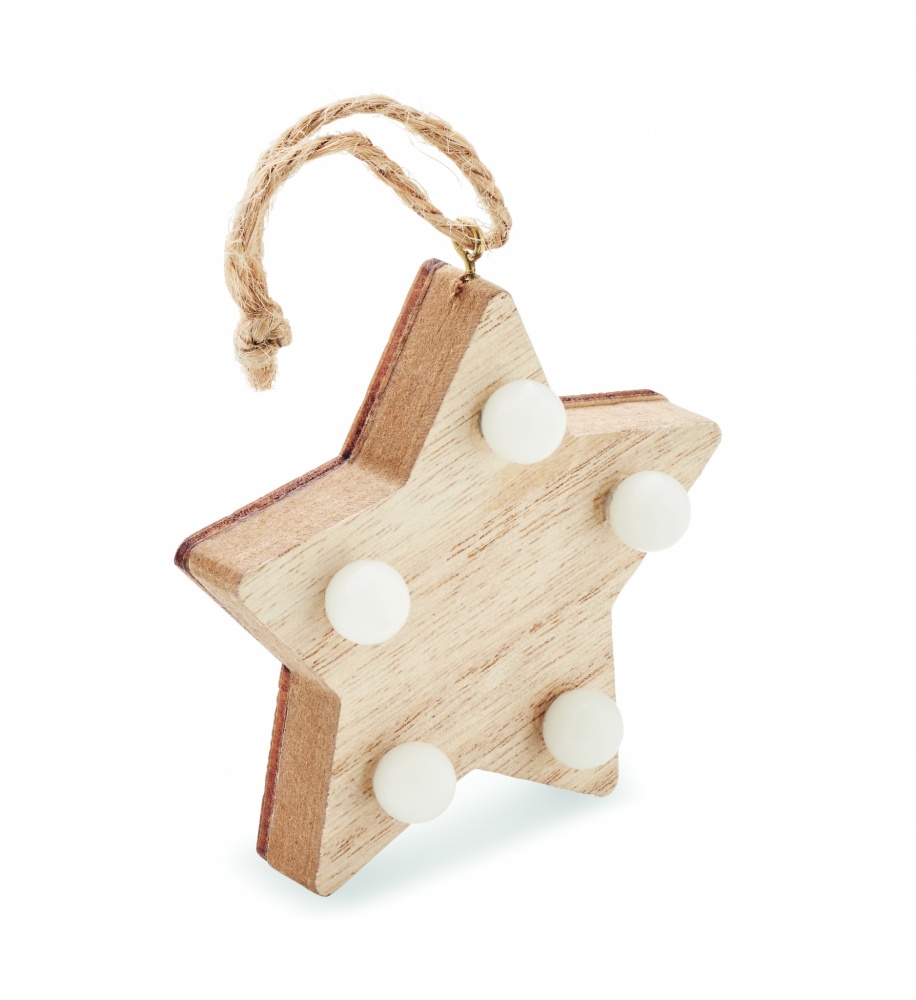 Logotrade promotional item picture of: Wooden weed star with lights