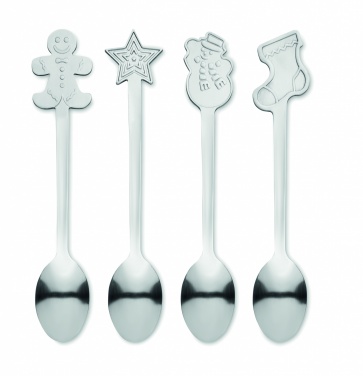 Logo trade promotional gift photo of: Set of 4 Christmas tea spoon