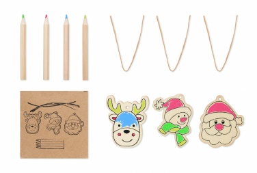 Logo trade corporate gifts picture of: Drawing wooden ornaments set