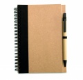 B6 recycled notebook with pen, Black