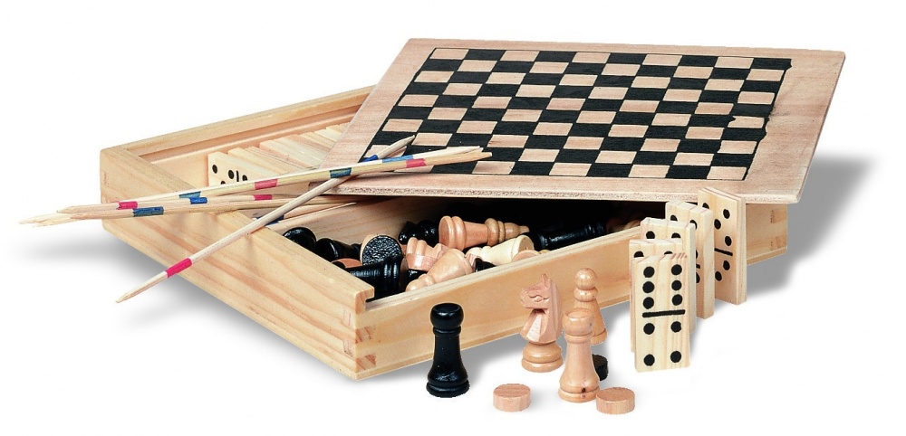 Logo trade promotional giveaways picture of: 4 games in wooden box