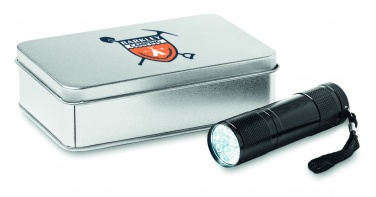 Logo trade promotional items picture of: LED torch in tin box