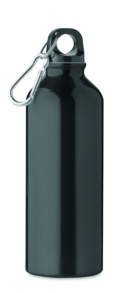 Logotrade promotional product picture of: 500 ml single-walled water bottle made of recycled aluminum with a carabiner