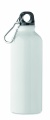 500 ml single-walled water bottle made of recycled aluminum with a carabiner, White