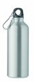 500 ml single-walled water bottle made of recycled aluminum with a carabiner, Matt Silver