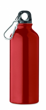 Logo trade promotional item photo of: 500 ml single-walled water bottle made of recycled aluminum with a carabiner