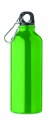 500 ml single-walled water bottle made of recycled aluminum with a carabiner, Green