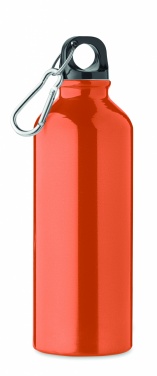 Logo trade promotional merchandise photo of: 500 ml single-walled water bottle made of recycled aluminum with a carabiner