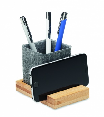 Logotrade promotional products photo of: RPET felt pen pot phone stand