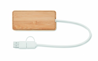 Logo trade advertising product photo of: Bamboo USB 3 ports hub