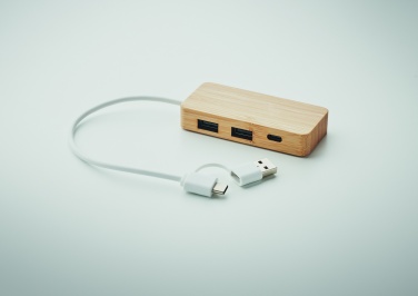 Logo trade promotional giveaways picture of: Bamboo USB 3 ports hub