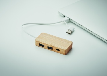 Logo trade promotional gift photo of: Bamboo USB 3 ports hub