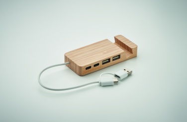 Logo trade promotional merchandise image of: Bamboo USB 4 ports hub